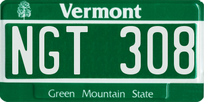 VT license plate NGT308