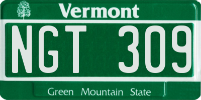 VT license plate NGT309