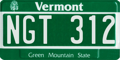 VT license plate NGT312