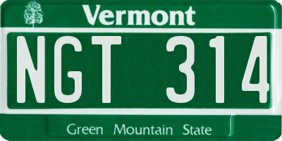 VT license plate NGT314
