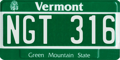 VT license plate NGT316