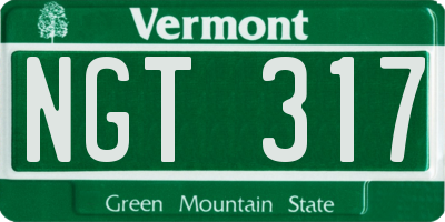 VT license plate NGT317