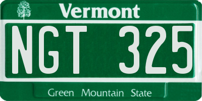 VT license plate NGT325