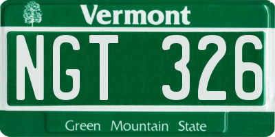VT license plate NGT326