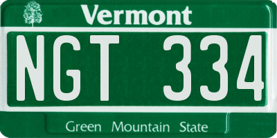 VT license plate NGT334