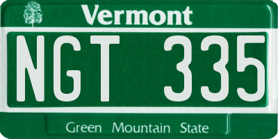 VT license plate NGT335