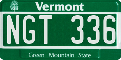 VT license plate NGT336