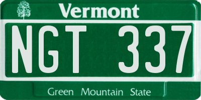 VT license plate NGT337