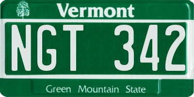 VT license plate NGT342