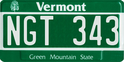 VT license plate NGT343
