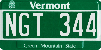 VT license plate NGT344