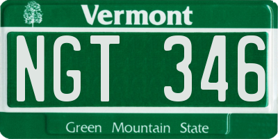 VT license plate NGT346