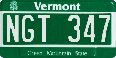 VT license plate NGT347