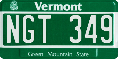 VT license plate NGT349