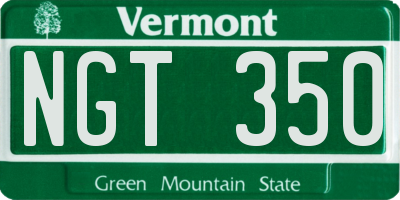 VT license plate NGT350