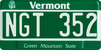 VT license plate NGT352