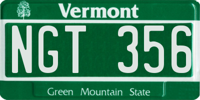 VT license plate NGT356