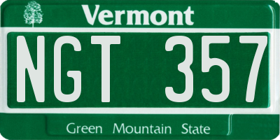 VT license plate NGT357
