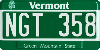 VT license plate NGT358