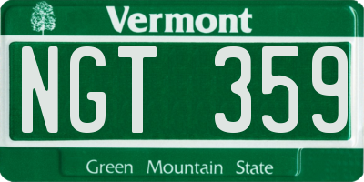 VT license plate NGT359