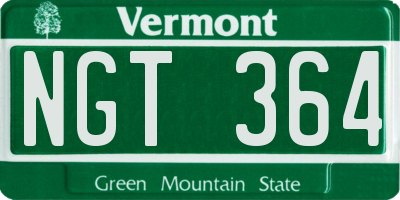VT license plate NGT364