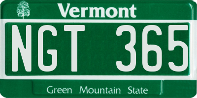 VT license plate NGT365