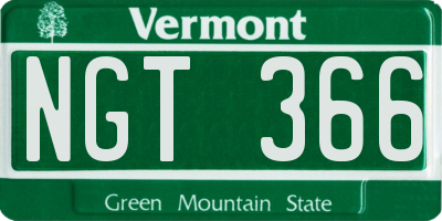 VT license plate NGT366