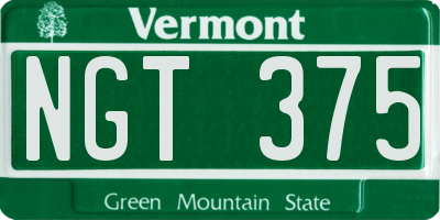 VT license plate NGT375