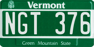 VT license plate NGT376