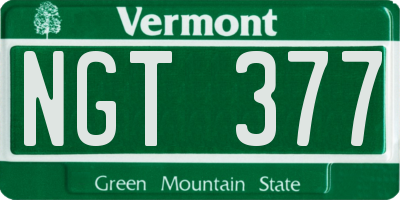 VT license plate NGT377