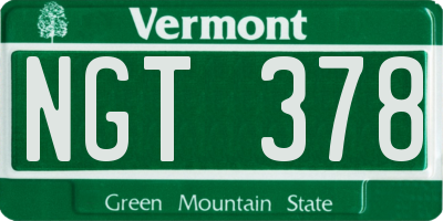 VT license plate NGT378