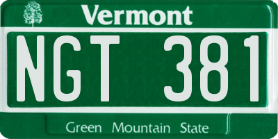 VT license plate NGT381