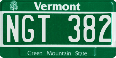 VT license plate NGT382