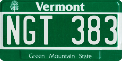 VT license plate NGT383