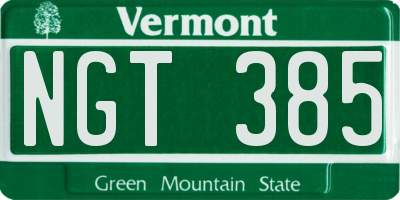 VT license plate NGT385