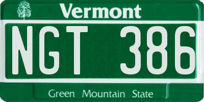 VT license plate NGT386