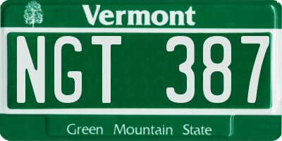 VT license plate NGT387
