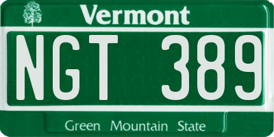 VT license plate NGT389