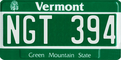 VT license plate NGT394