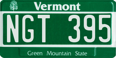 VT license plate NGT395