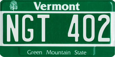 VT license plate NGT402