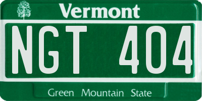 VT license plate NGT404
