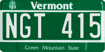 VT license plate NGT415