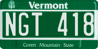 VT license plate NGT418