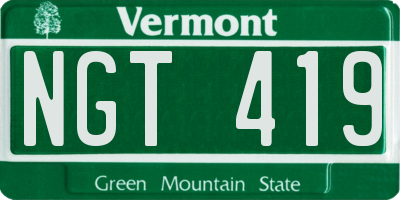 VT license plate NGT419