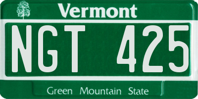 VT license plate NGT425