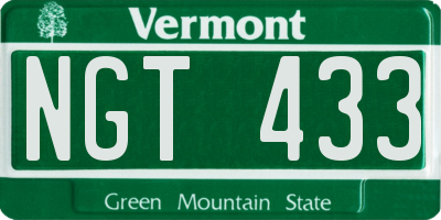 VT license plate NGT433