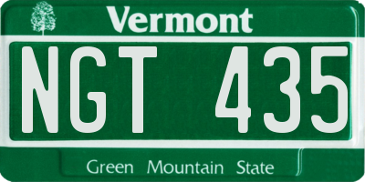 VT license plate NGT435