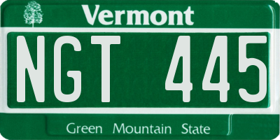 VT license plate NGT445