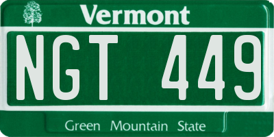 VT license plate NGT449